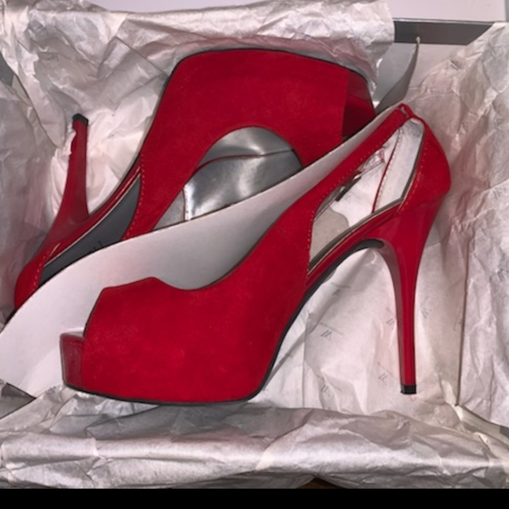 Red platform heels